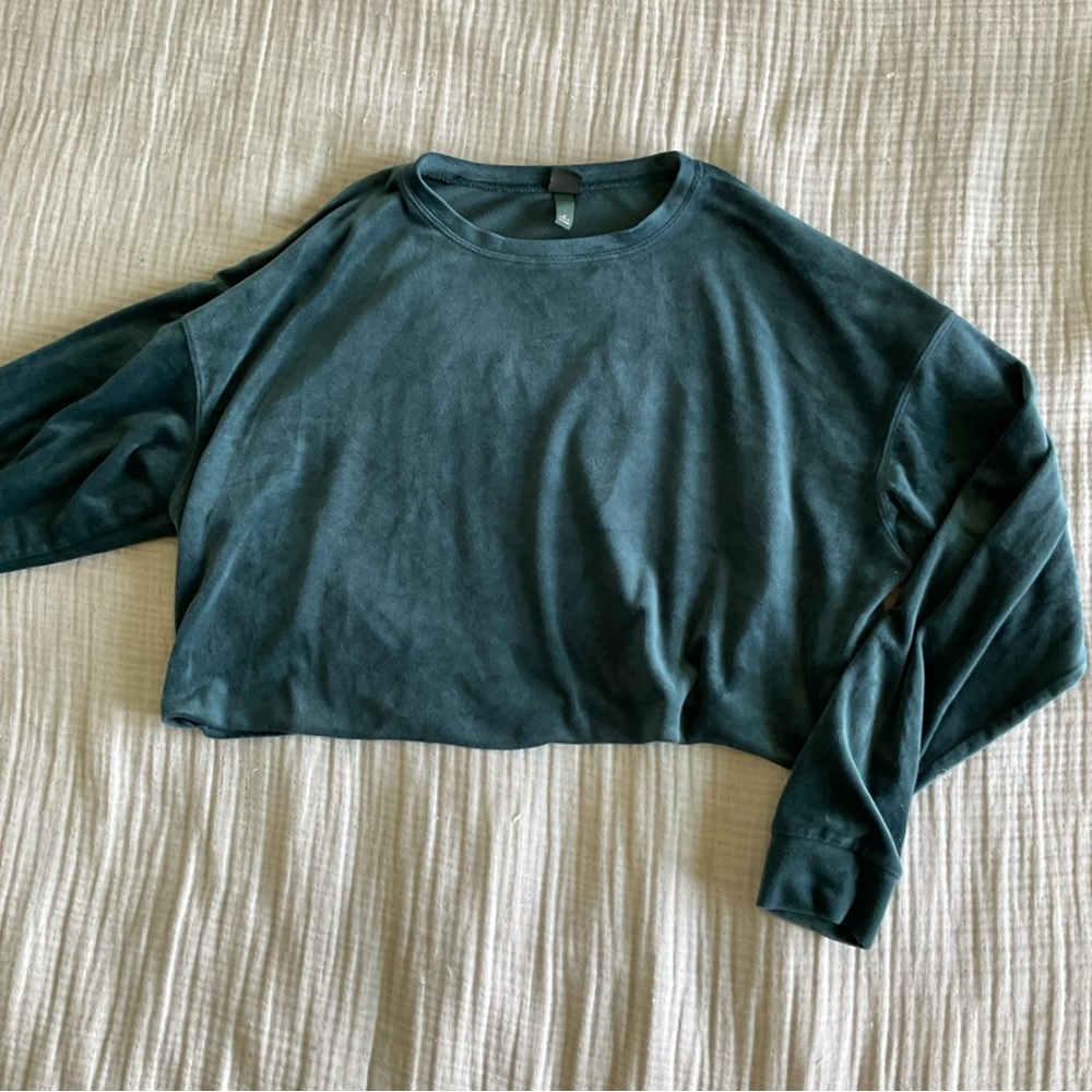 Green Velvet Cropped Shirt